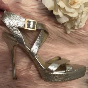 ❤️Jimmy Choo❤️ silver strap platform party heels!